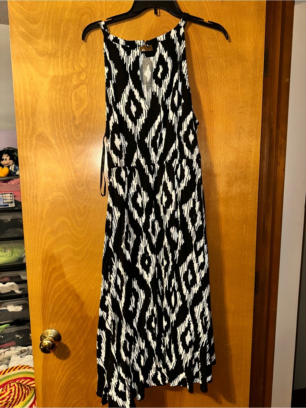 Torrid Black White Ikat Geometric Halter Dress